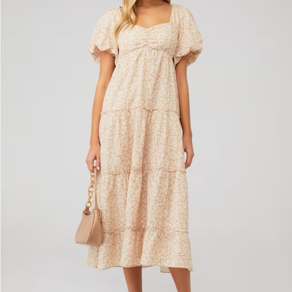 Show me your mumu Floral Cream Midi Dress XS